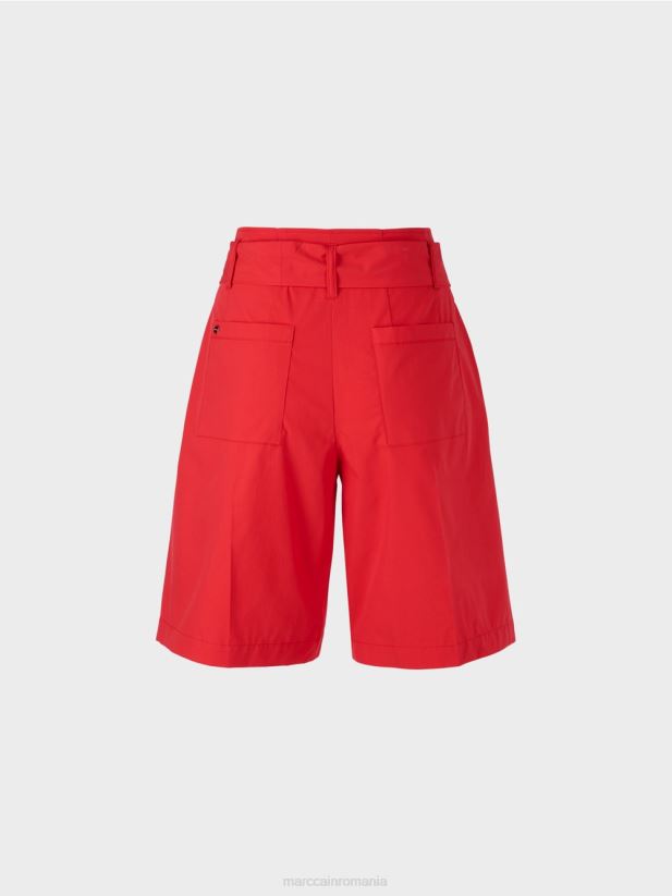 pantaloni scurți în stil paperbag Marc Cain rosu intens îmbrăcăminte 4826HH611