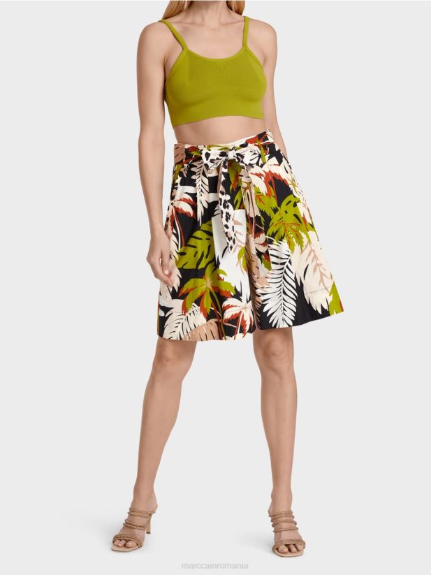 pantaloni scurți în stil paperbag Marc Cain verde oliv intens îmbrăcăminte 4826HH641