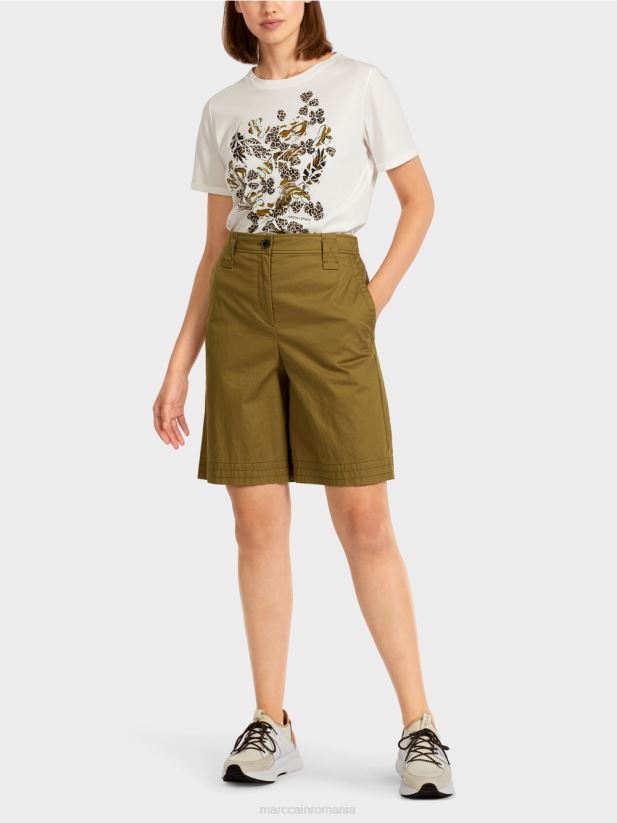 pantaloni scurți „regândiți împreună”. Marc Cain măsline galbene îmbrăcăminte 4826HH707