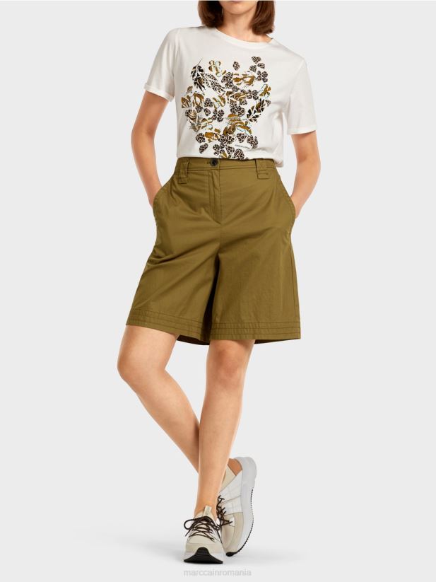 pantaloni scurți „regândiți împreună”. Marc Cain măsline galbene îmbrăcăminte 4826HH707