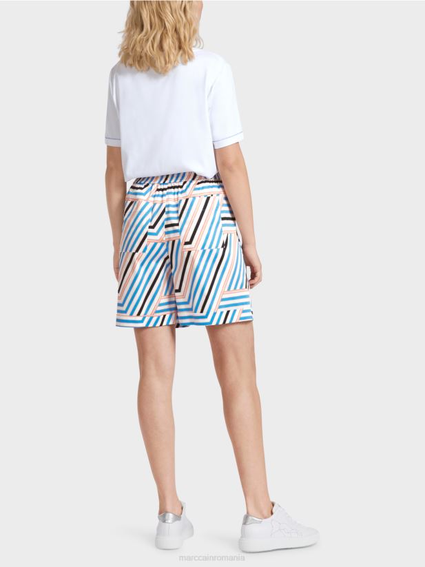 pantaloni scurți sport în dungi Marc Cain azur îmbrăcăminte 4826HH599