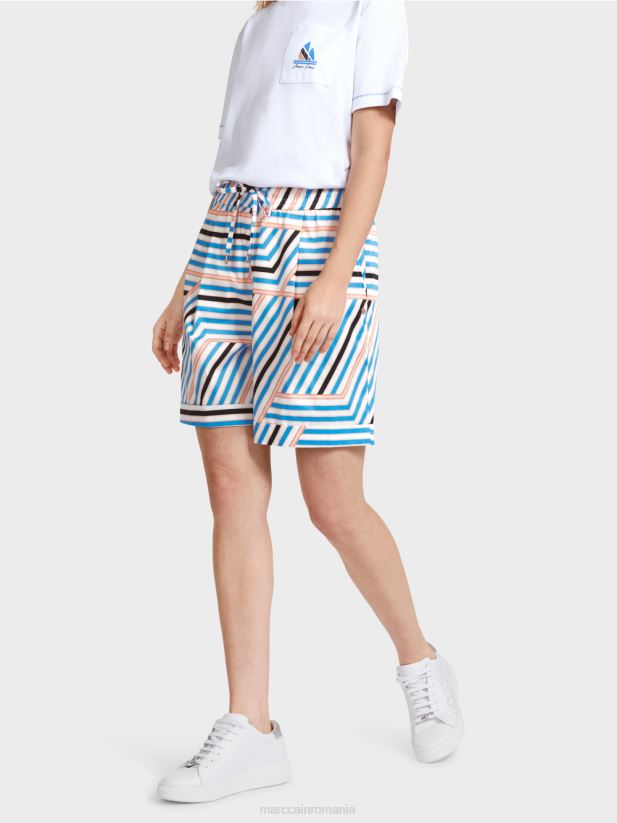 pantaloni scurți sport în dungi Marc Cain azur îmbrăcăminte 4826HH599