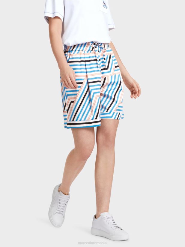 pantaloni scurți sport în dungi Marc Cain azur îmbrăcăminte 4826HH599