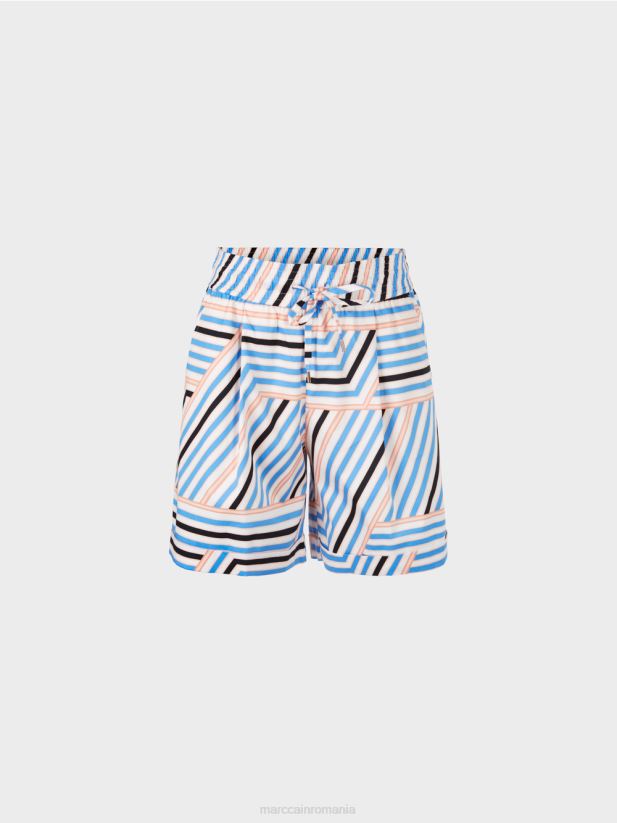 pantaloni scurți sport în dungi Marc Cain azur îmbrăcăminte 4826HH599