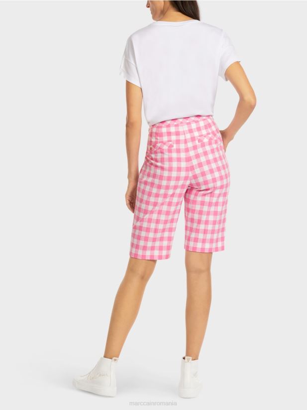 pantaloni scurți vichy check Marc Cain roz aprins îmbrăcăminte 4826HH698