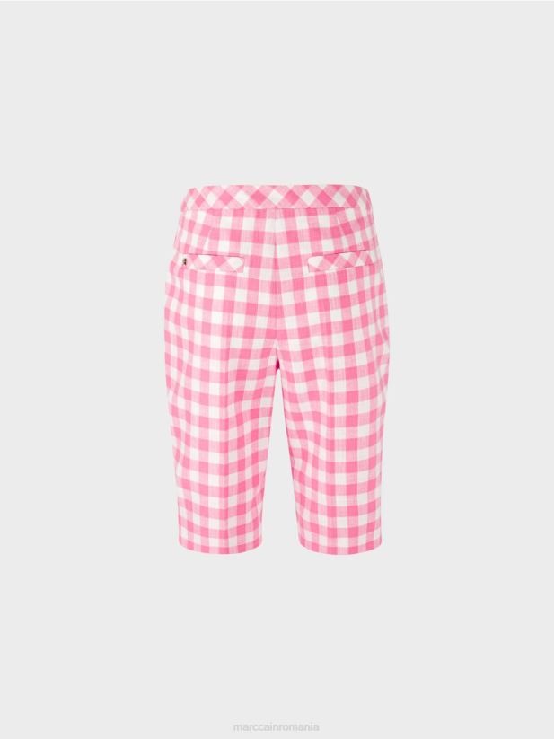 pantaloni scurți vichy check Marc Cain roz aprins îmbrăcăminte 4826HH698