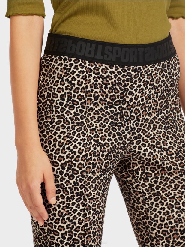 pantaloni slim cu imprimeu leopard Marc Cain cremă pudră îmbrăcăminte 4826HH706