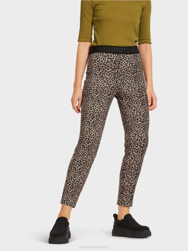 pantaloni slim cu imprimeu leopard Marc Cain cremă pudră îmbrăcăminte 4826HH706