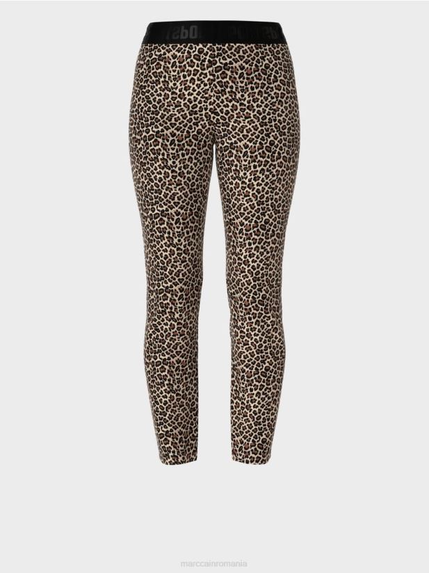 pantaloni slim cu imprimeu leopard Marc Cain cremă pudră îmbrăcăminte 4826HH706