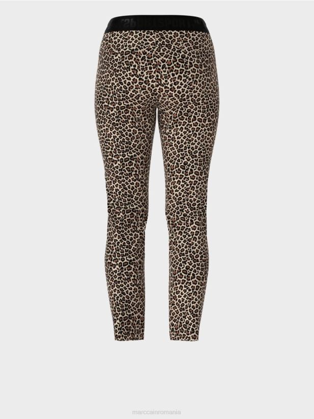 pantaloni slim cu imprimeu leopard Marc Cain cremă pudră îmbrăcăminte 4826HH706