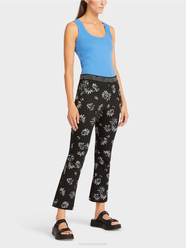 pantaloni slim cu model de margarete Marc Cain negru îmbrăcăminte 4826HH714