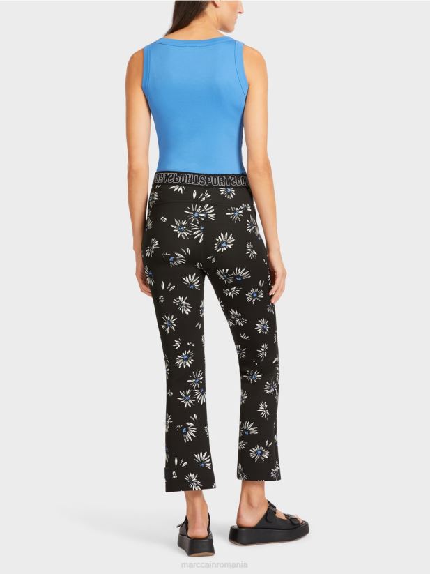 pantaloni slim cu model de margarete Marc Cain negru îmbrăcăminte 4826HH714