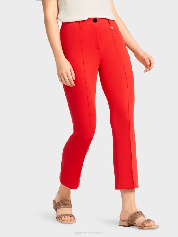 pantaloni slim din jerse frederica Marc Cain Rosu ca focul îmbrăcăminte 4826HH643