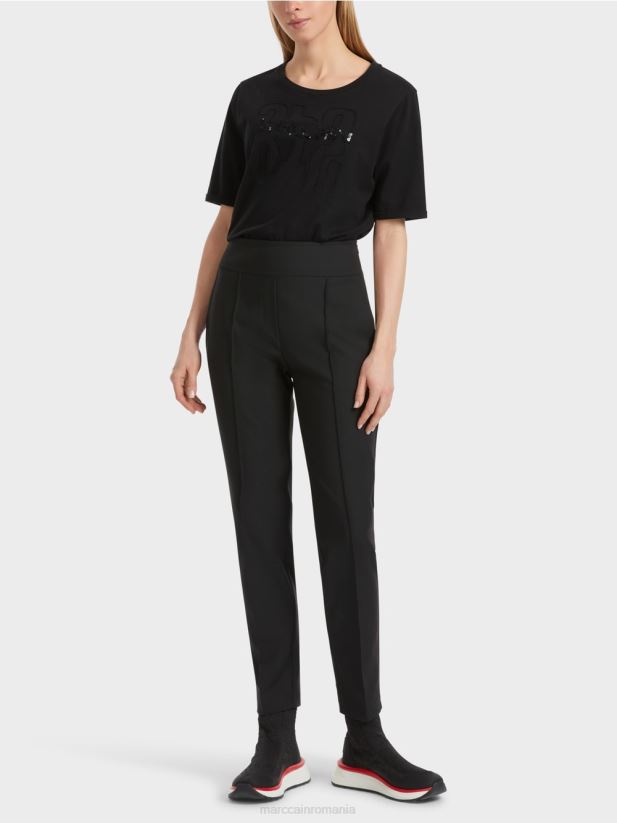 pantaloni sliven cu fermoar lateral Marc Cain negru îmbrăcăminte 4826HH540