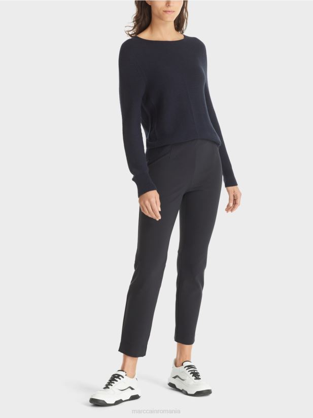 pantaloni sofia din stofa stretch Marc Cain marina îmbrăcăminte 4826HH567
