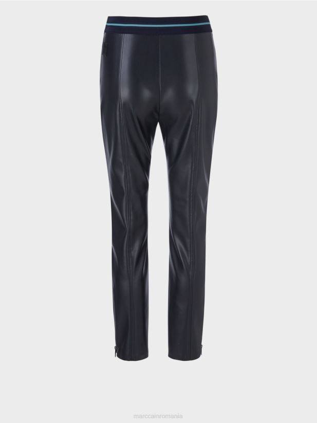 pantaloni sofia distrași din piele Marc Cain albastru miezul nopții îmbrăcăminte 4826HH523