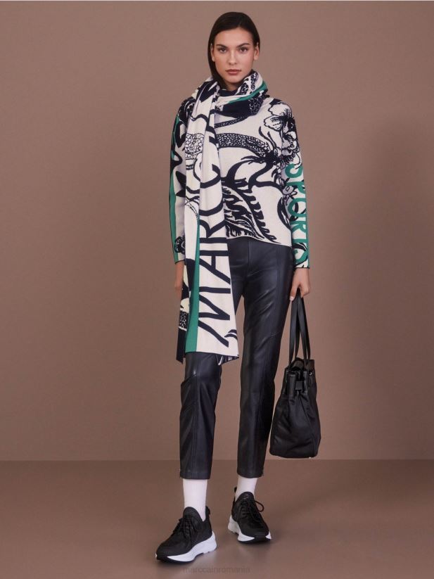 pantaloni sofia distrași din piele Marc Cain albastru miezul nopții îmbrăcăminte 4826HH523