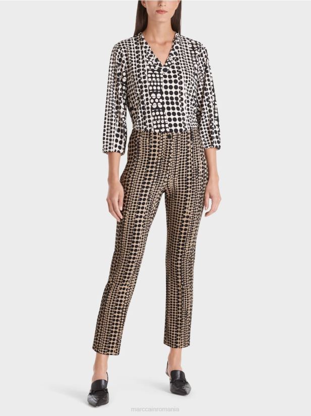 pantaloni stretch Sydney cu model de puncte Marc Cain granola îmbrăcăminte 4826HH728