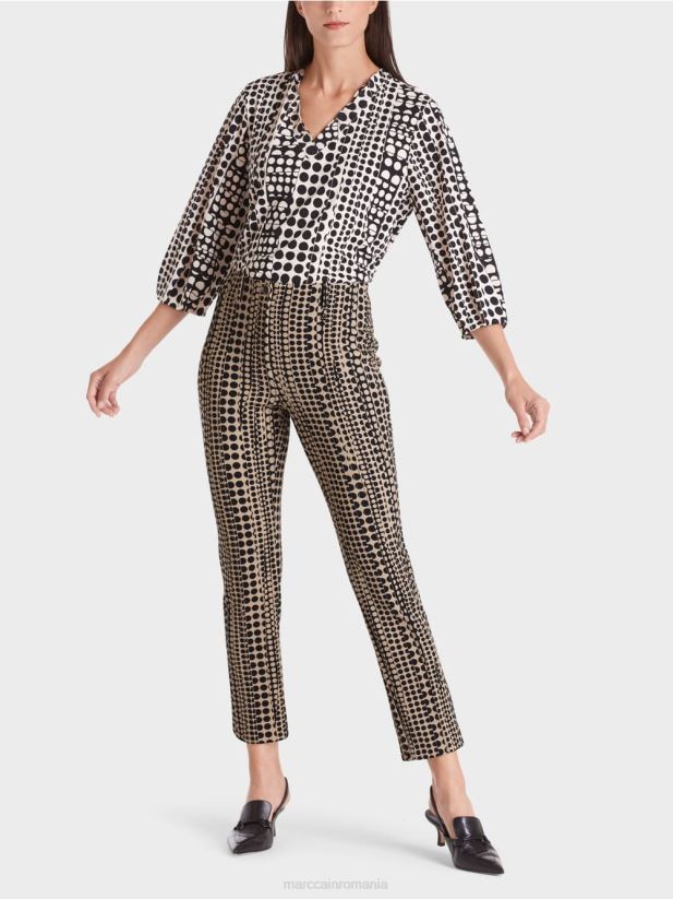 pantaloni stretch Sydney cu model de puncte Marc Cain granola îmbrăcăminte 4826HH728