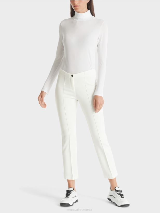 pantaloni stretch cu snur Marc Cain aproape alb îmbrăcăminte 4826HH741
