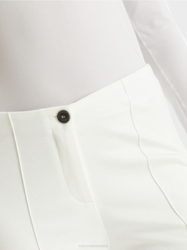 pantaloni stretch cu snur Marc Cain aproape alb îmbrăcăminte 4826HH741