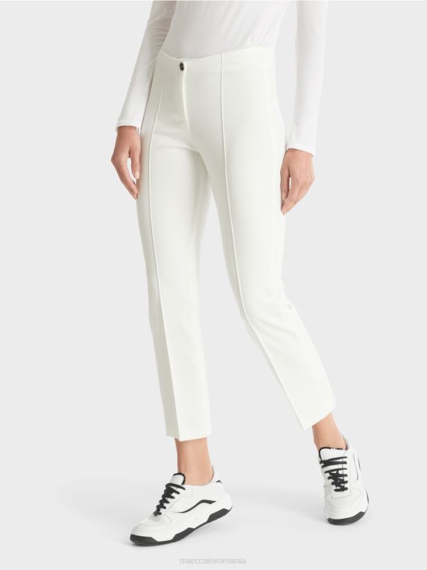 pantaloni stretch cu snur Marc Cain aproape alb îmbrăcăminte 4826HH741