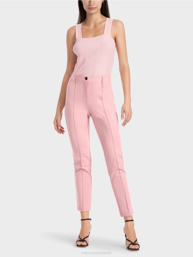 pantaloni stretch cu talie obișnuită Sydney Marc Cain roz pudra moale îmbrăcăminte 4826HH582
