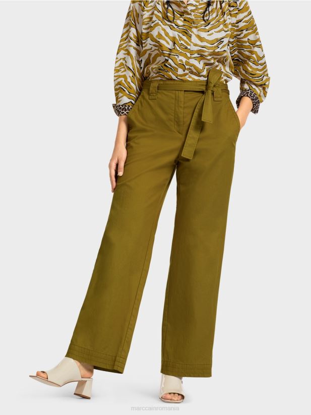 pantaloni tip paperbag „regândiți împreună”. Marc Cain măsline galbene îmbrăcăminte 4826HH697