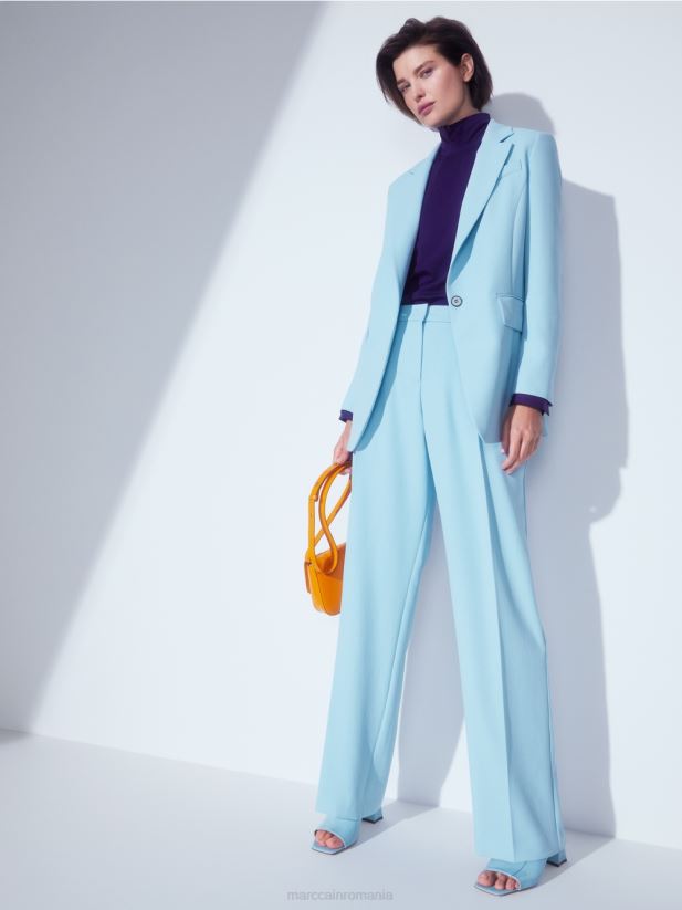 pantaloni ușori cu cute presate Marc Cain albastru atmosferic îmbrăcăminte 4826HH734