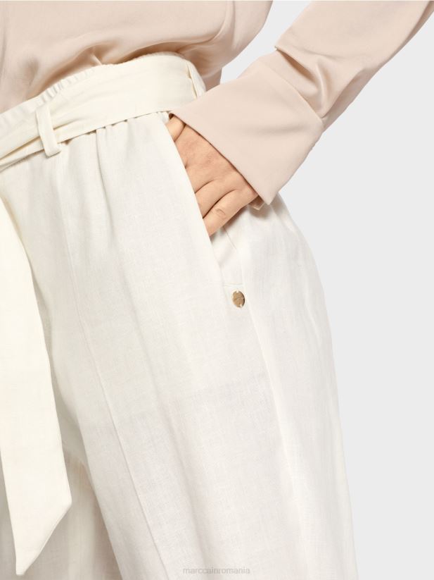 pantaloni wardha paperbag Marc Cain aproape alb îmbrăcăminte 4826HH676