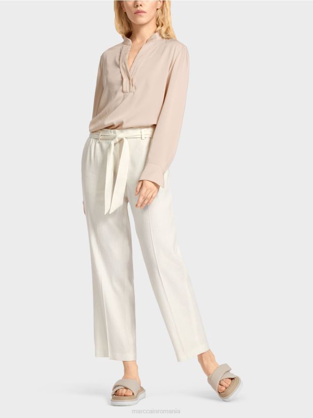 pantaloni wardha paperbag Marc Cain aproape alb îmbrăcăminte 4826HH676