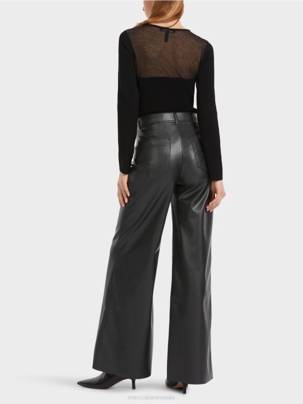 pantaloni warri într-o potrivire feminină Marc Cain negru îmbrăcăminte 4826HH528