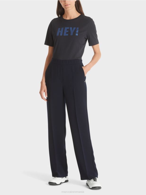 pantaloni washington cu picioare largi Marc Cain marina îmbrăcăminte 4826HH574