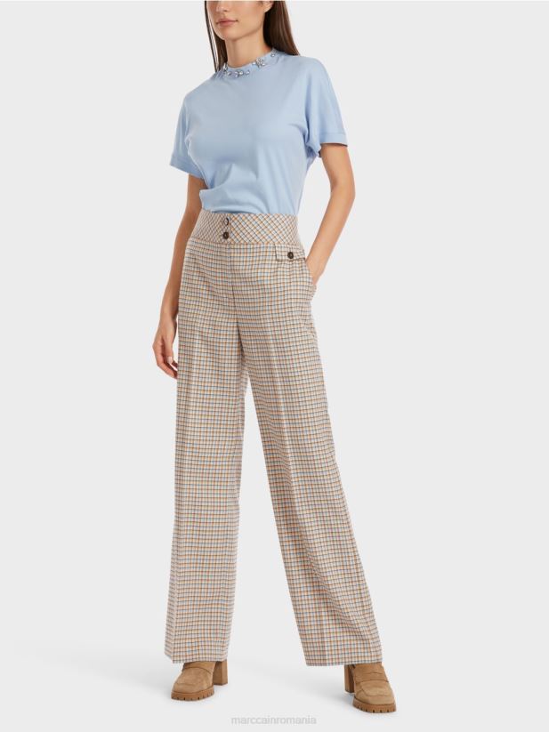 pantaloni waxhaw cu design în carouri Marc Cain cer întunecat de vară îmbrăcăminte 4826HH556