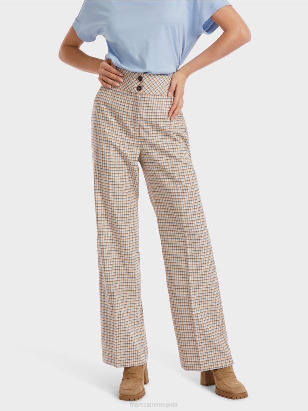 pantaloni waxhaw cu design în carouri Marc Cain cer întunecat de vară îmbrăcăminte 4826HH556
