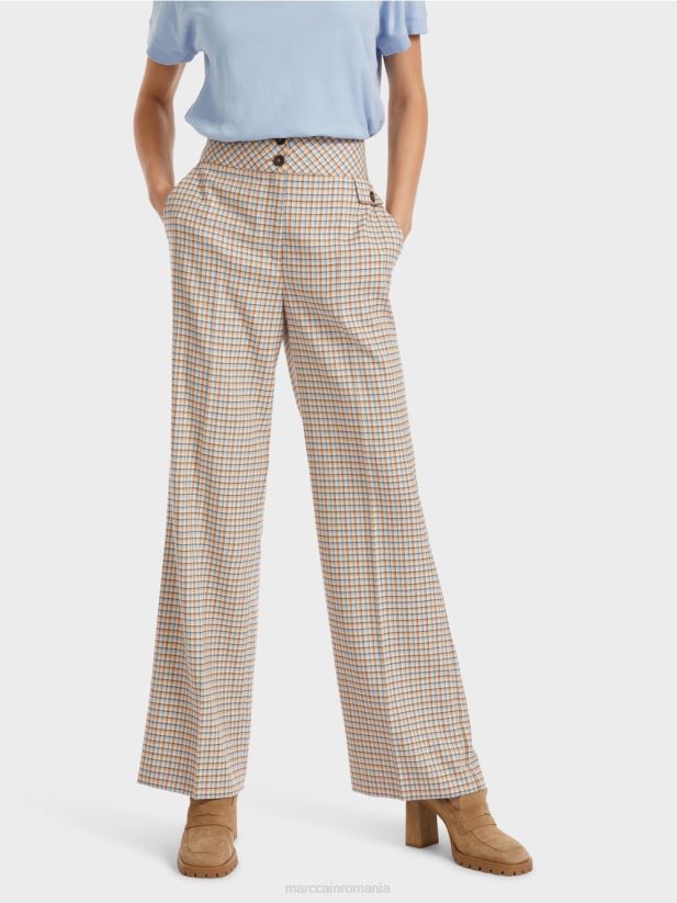 pantaloni waxhaw cu design în carouri Marc Cain cer întunecat de vară îmbrăcăminte 4826HH556