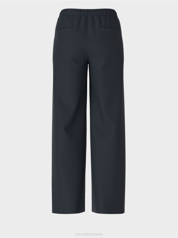 pantaloni welby cu șnur lat în talie Marc Cain albastru miezul nopții îmbrăcăminte 4826HH524