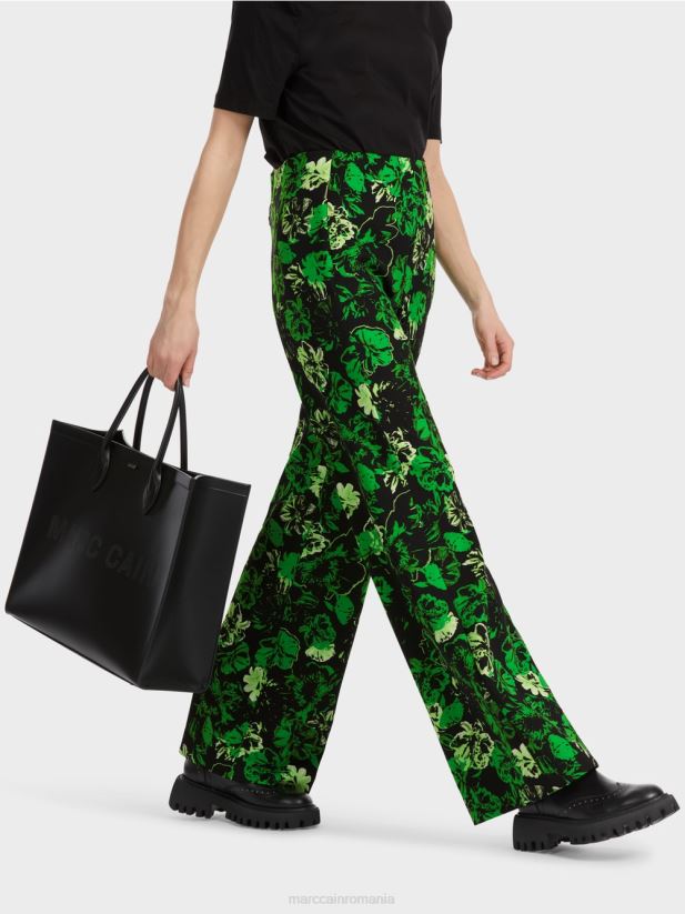 pantaloni welkom cu design floral Marc Cain verde măr închis îmbrăcăminte 4826HH527