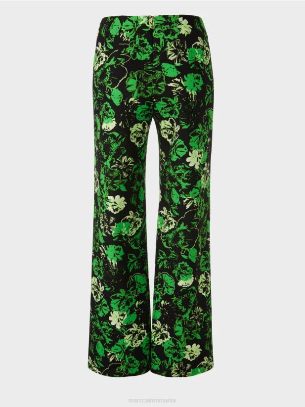 pantaloni welkom cu design floral Marc Cain verde măr închis îmbrăcăminte 4826HH527