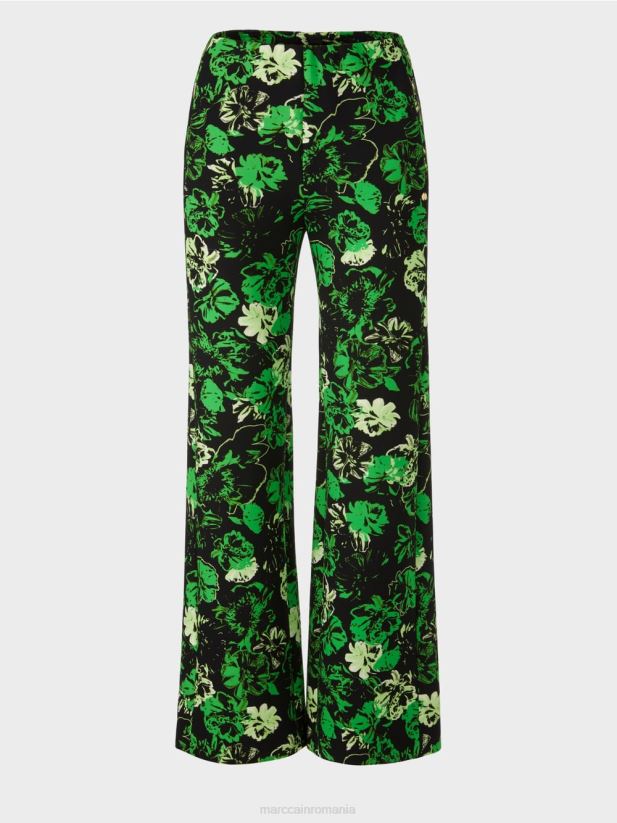 pantaloni welkom cu design floral Marc Cain verde măr închis îmbrăcăminte 4826HH527