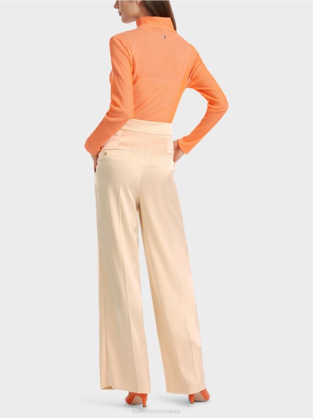pantaloni wichita plisati cu picior lat Marc Cain crema inchisa îmbrăcăminte 4826HH557
