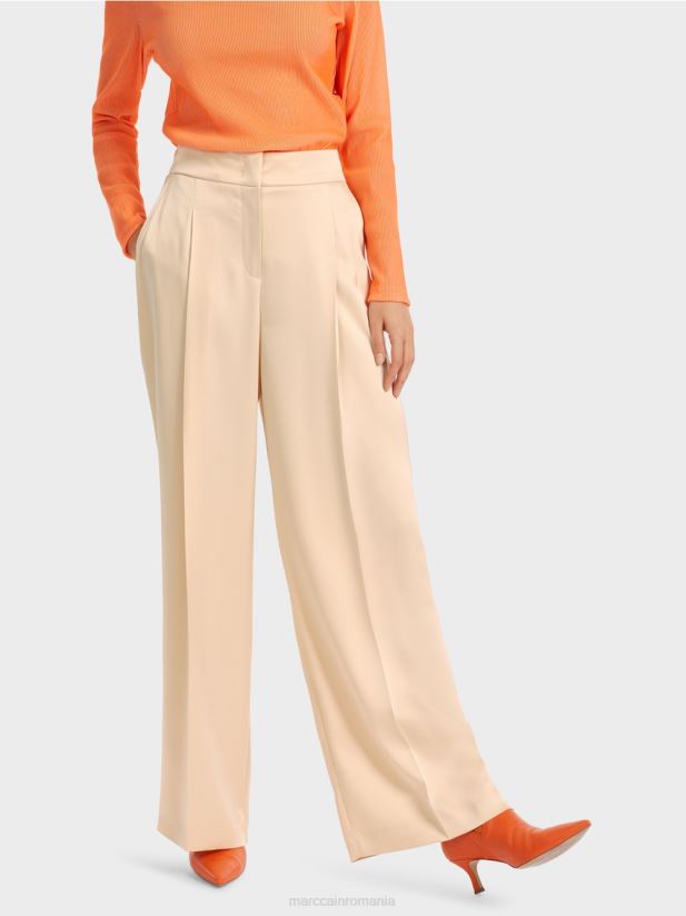 pantaloni wichita plisati cu picior lat Marc Cain crema inchisa îmbrăcăminte 4826HH557