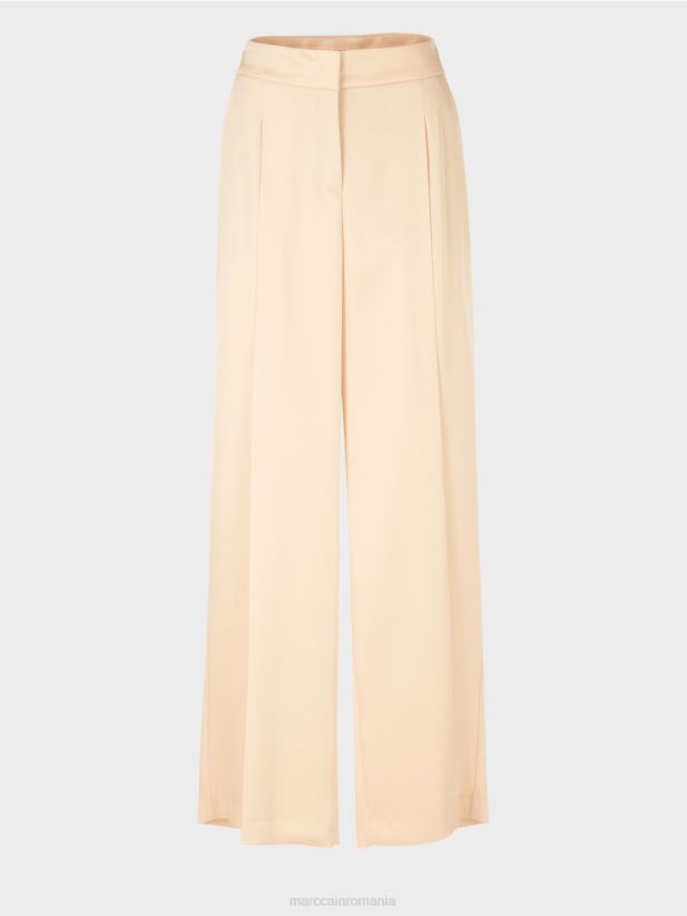 pantaloni wichita plisati cu picior lat Marc Cain crema inchisa îmbrăcăminte 4826HH557