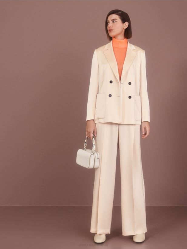 pantaloni wichita plisati cu picior lat Marc Cain crema inchisa îmbrăcăminte 4826HH557