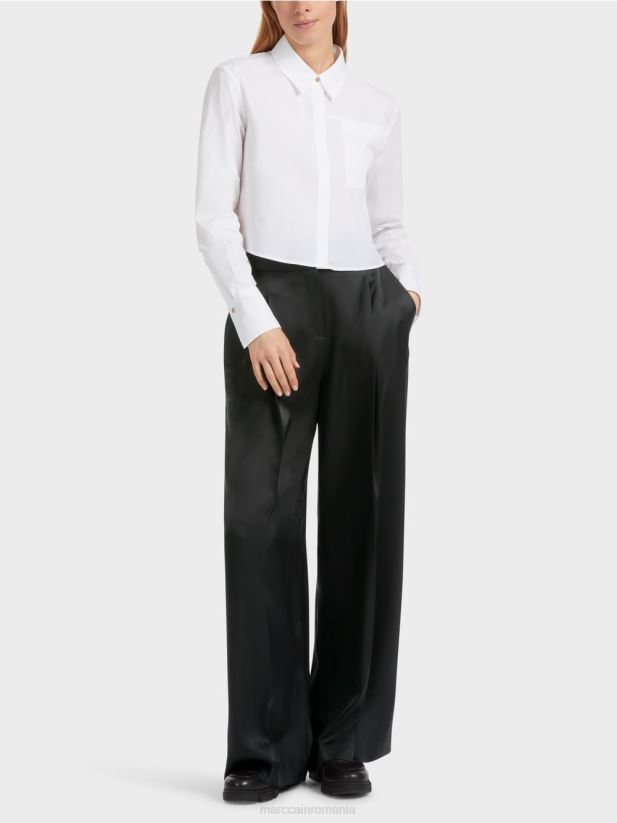 pantaloni wichita plisati cu picior lat Marc Cain negru îmbrăcăminte 4826HH526