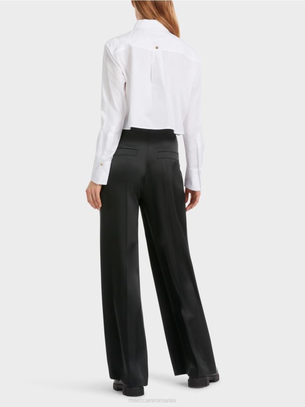 pantaloni wichita plisati cu picior lat Marc Cain negru îmbrăcăminte 4826HH526