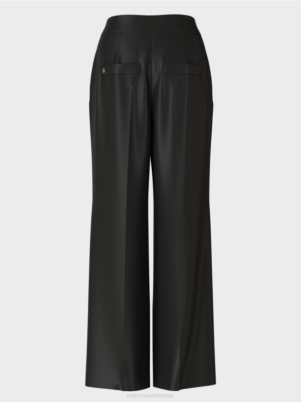 pantaloni wichita plisati cu picior lat Marc Cain negru îmbrăcăminte 4826HH526