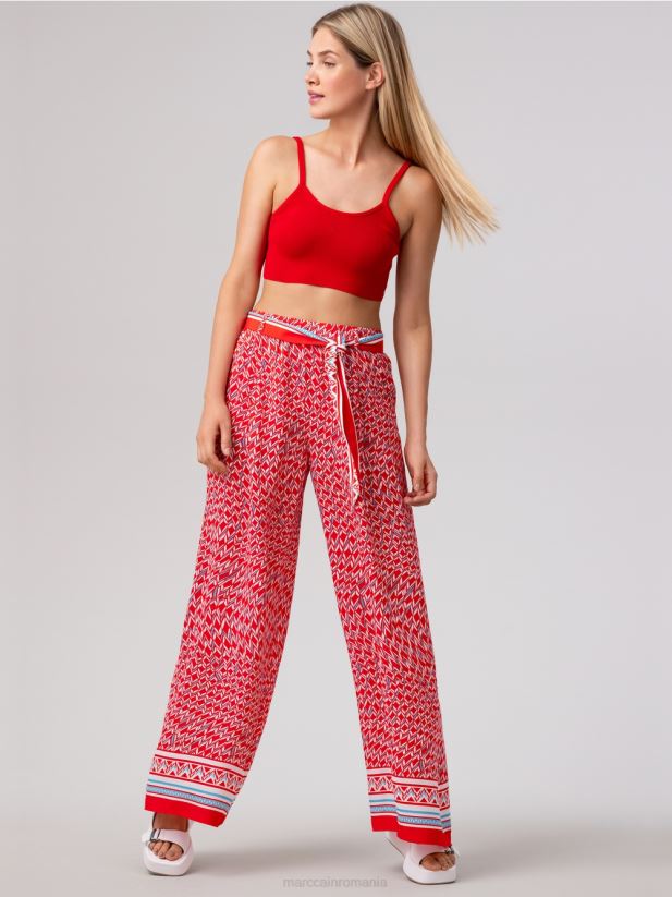 pantaloni witten în design anilor șaptezeci Marc Cain Rosu ca focul îmbrăcăminte 4826HH672