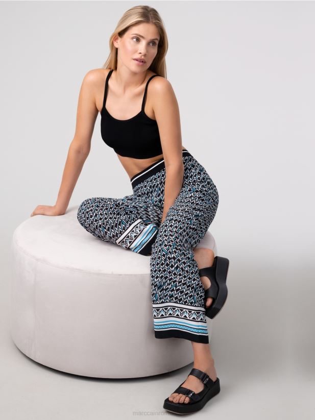 pantaloni witten în design anilor șaptezeci Marc Cain negru îmbrăcăminte 4826HH674