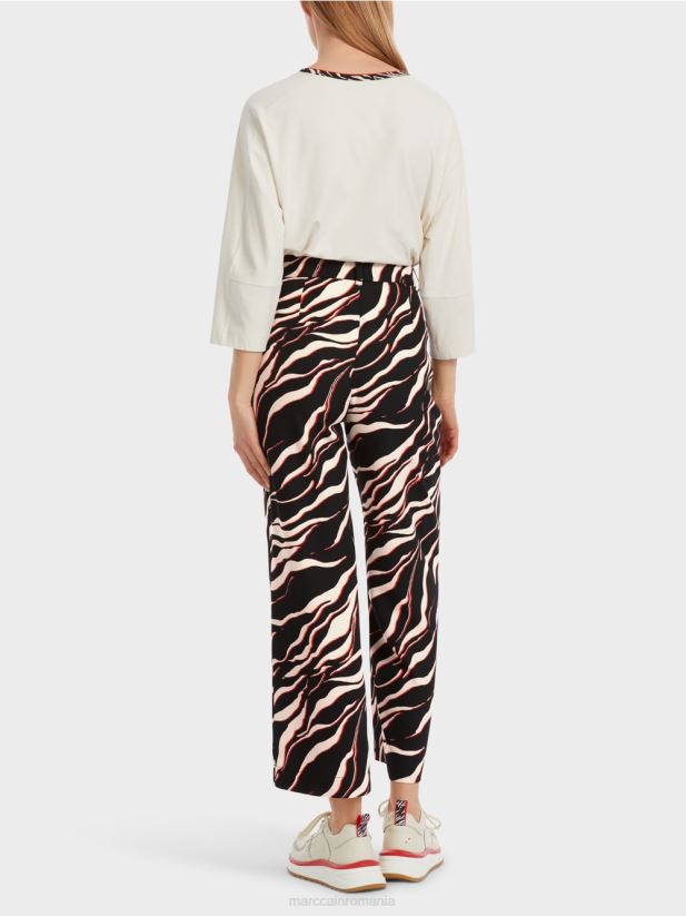pantaloni wukari cu picior largi cu imprimeu leu Marc Cain campari îmbrăcăminte 4826HH541